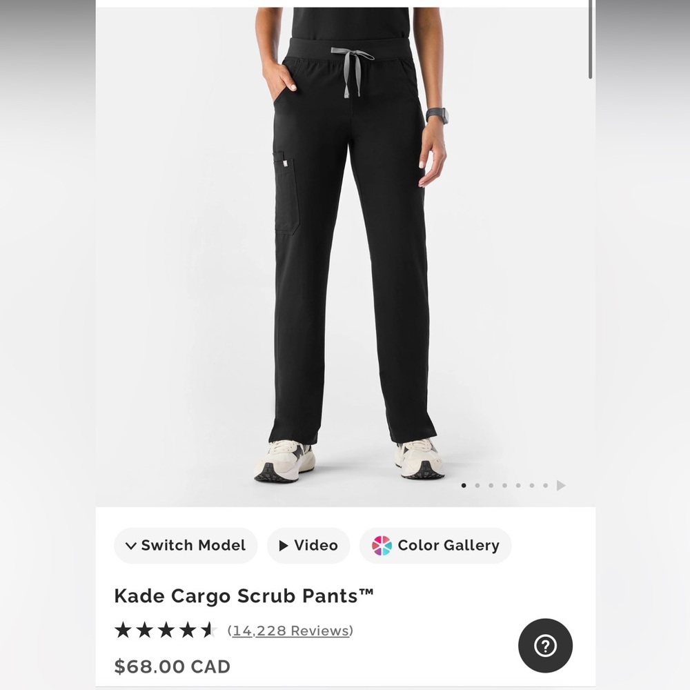 Figs size small Black Kade pants regular length